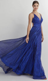 Glittered Plunging V-Neck Prom Gown